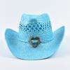 Cappello di Paglia Estivo in Stile Western per Donna, Cappello da Sole da Spiaggia Esterno Intrecciato, Adatto per Eventi a Tema Western, Festival Musicali