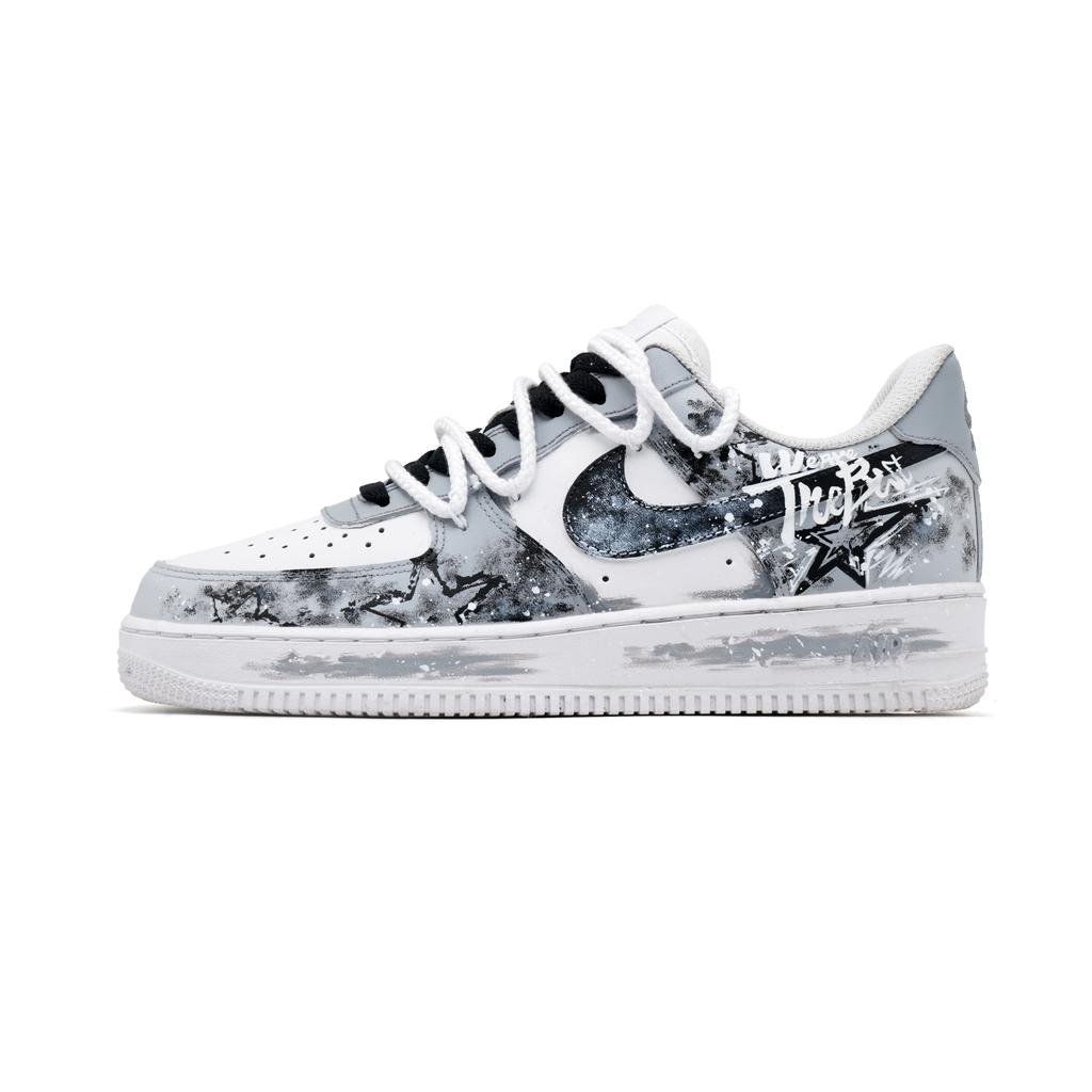 Nike Air Force 1 Galaxy City Cow Leather Abrasion Resistant Slip Resistant Low top Skateboard Shoes Unisex Gray White CW2288-111(Team997-)