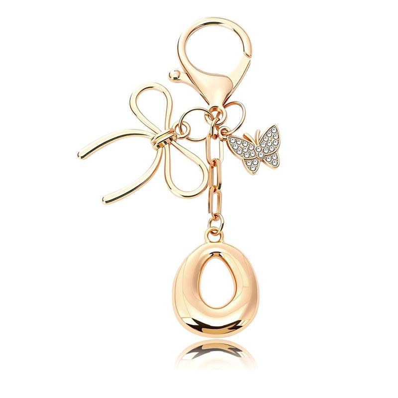 

Fashion Butterfly A-Z Letter Key Chain Ladies Girl Shiny Cute Backpack Car Key Accessories Lanyard Metal Letter Pendant Gift золотой
