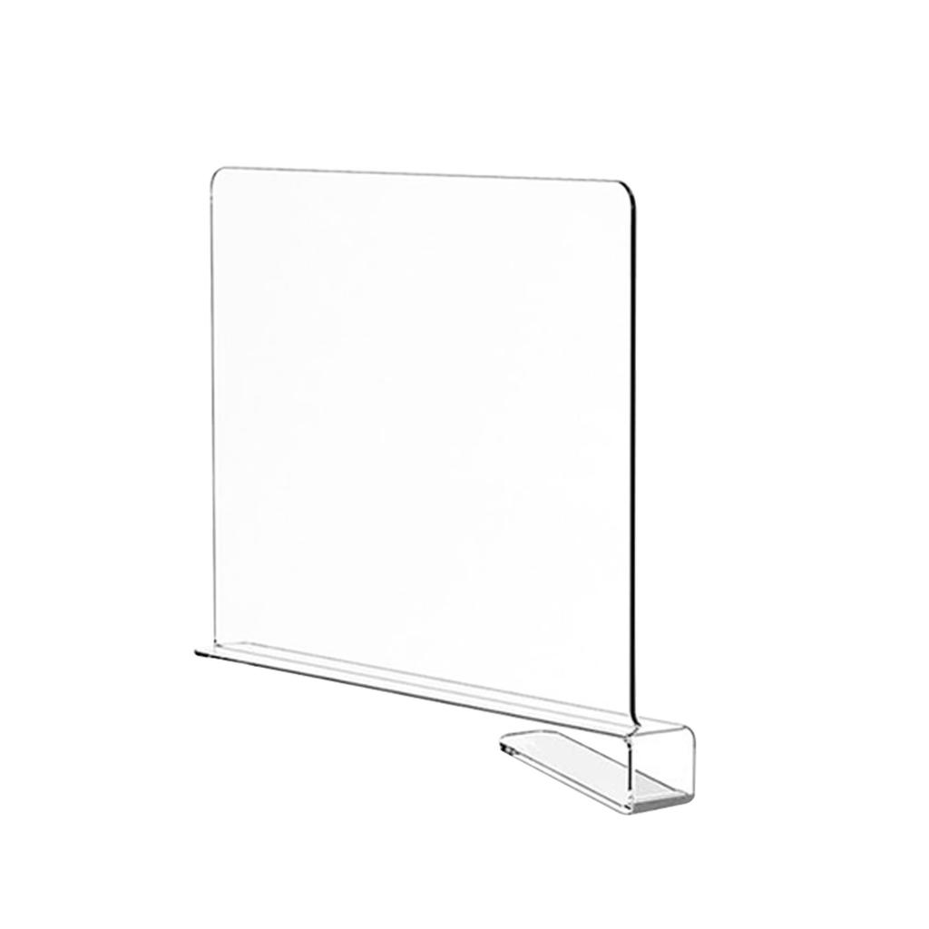 8 Pack Clear Acrylic Shelf Dividers, Wardrobe Organiser & Separator for Clothes, Towels and Bags, Tool- Partition for Wooden Shelves (F