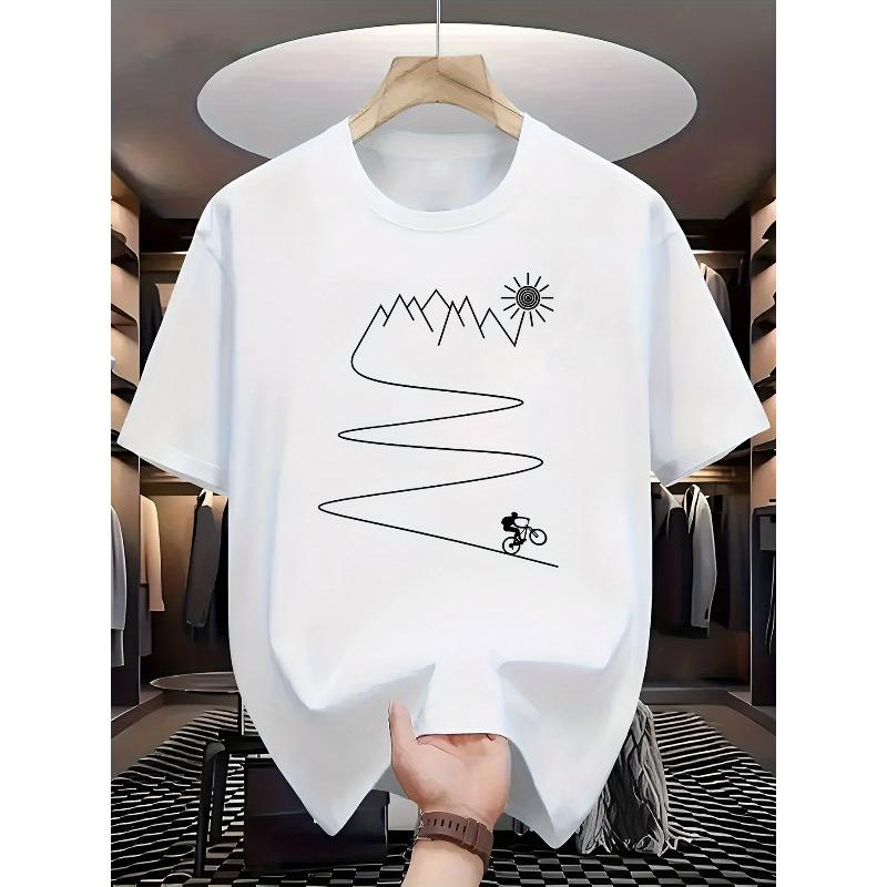 

European sizes Summer New Fashion Easy Mountain Bike MTB Cycling Print Soft Round Neck T-Shirt 4XL білий