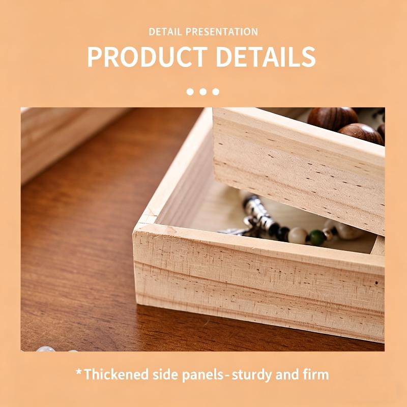 8 Compartment Solid Wood Jewelry Storage Tray Minimalist Multi-Grid Ornament Organizer Tray For Earring Ring Necklace Accessorie