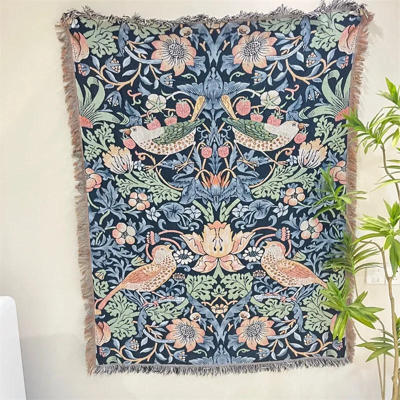 Vintage Iris Blume Überwurfdecke Ölgemälde Stil Dünne Decken für Bett Einzelplatz Gewebt Sofa Handtuch Heimdeko Wandteppich