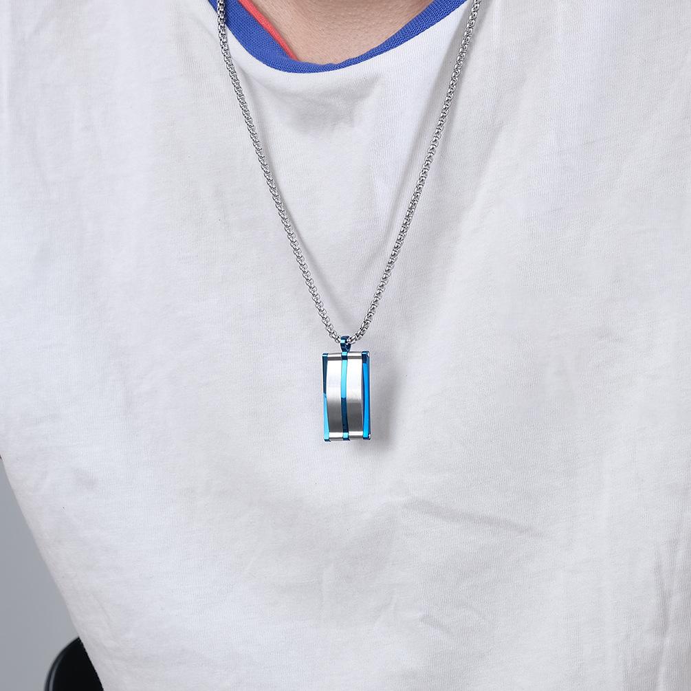 Five-piece Combination Necklace New Titanium Steel Light Sand Two-color Men's Pendant Fashion Versatile Necklace