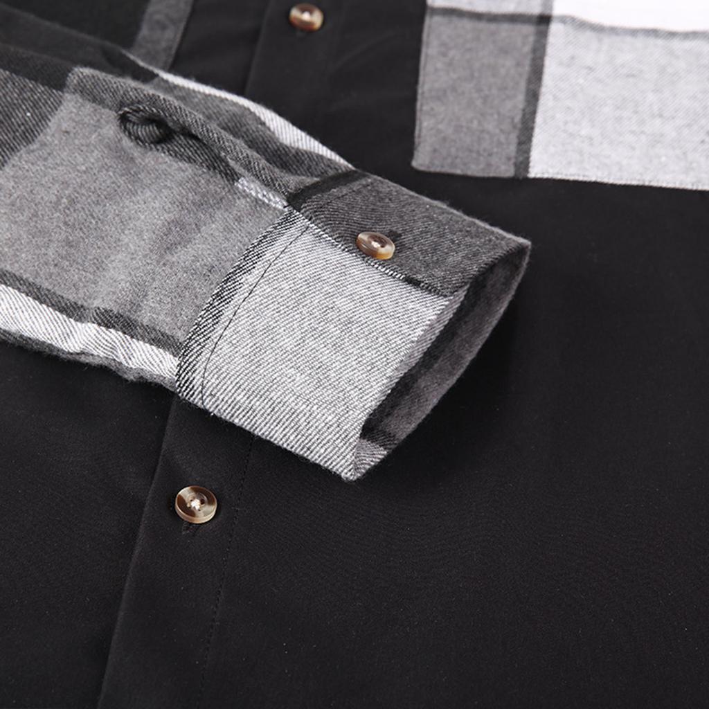 Men's Color-blocked Shirt Long Sleeve Men's Casual Fashion Trend With Pocket Shirt Jacket