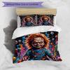 3pcs Duvet Cover Set (1*Duvet Cover + 2*Pillowcase, Without Core), Bride of Chucky Print Bedding Set, Bedroom Decor, All‑Season, Birthday Gift