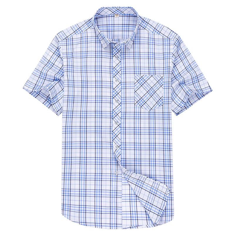 Men's Short Sleeve Plaid Shirt Checked Design Classical Casual Summer Shirt