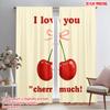 2pcs 2D Flat Printing Window Curtains I Love You Cherry Much 100% Polyester Without Electricity Party Decorations Use for Photo