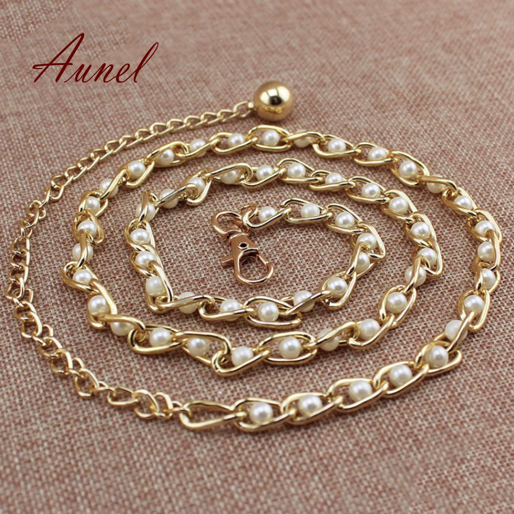 

Vogue металлический тонкий пояс-цепочка с бусинами и завязками на поясе белый