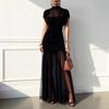 Women's Summer New Sexy Solid Color Hip-wrapped Mesh Dress Dress Women's Dress Dress Dress