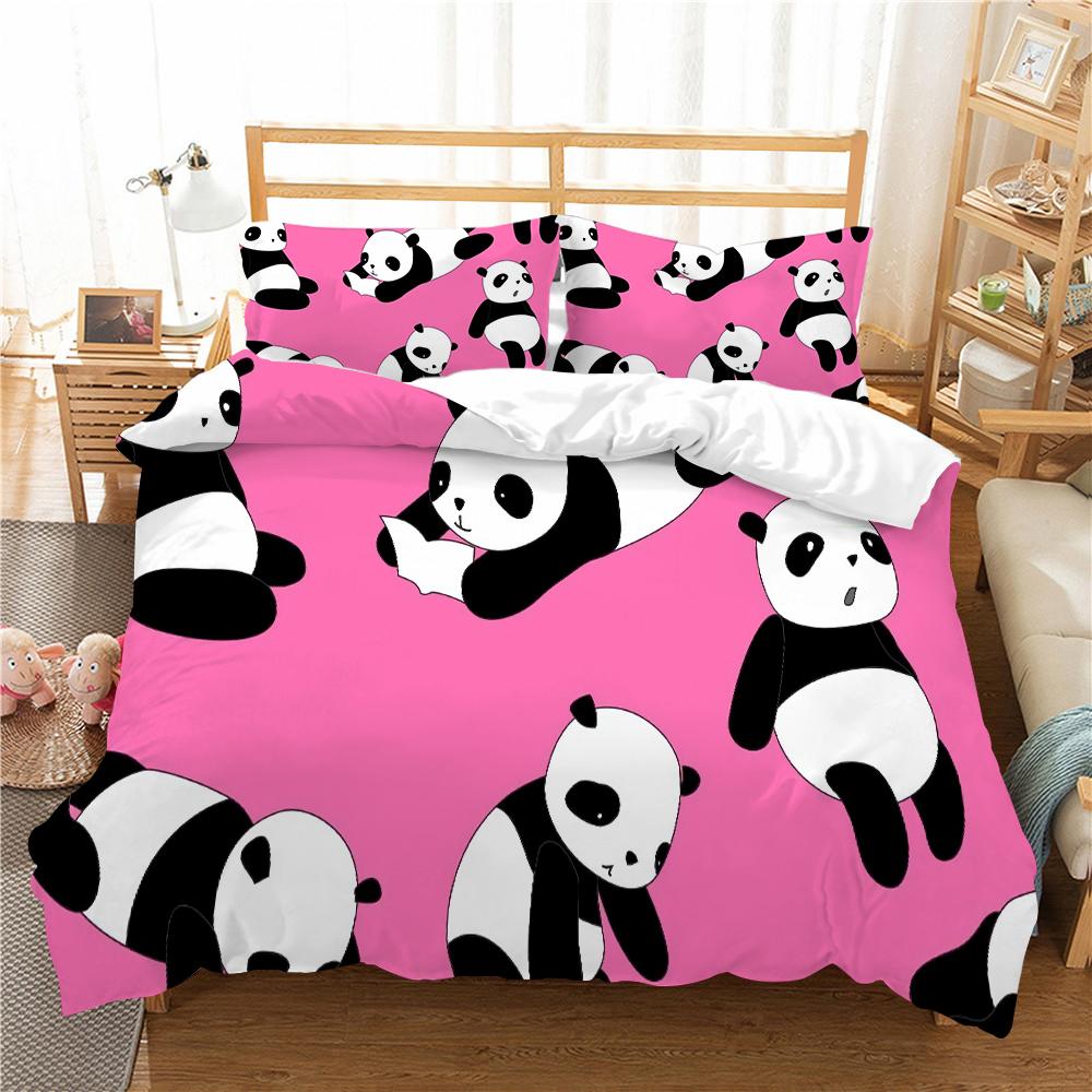 3D Panda potištěný povlak na polštář a povlak na přikrývku Sada ložního prádla pro domácnost Pohodlné ložní prádlo