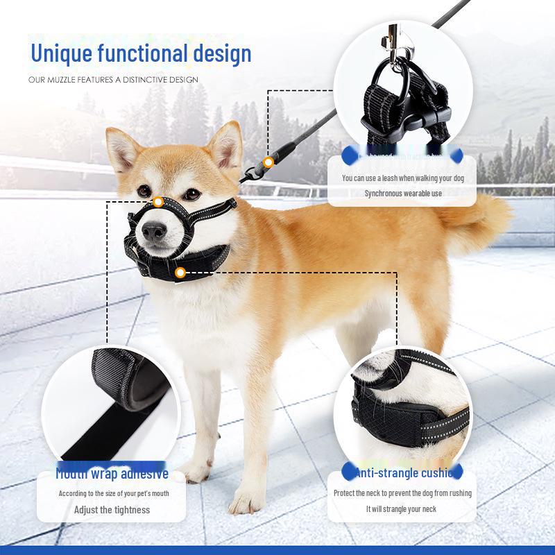 Verstellbarer reflektierender Hundebeißkorb: Atmungsaktiv, Bissfest & Fressfest, Perfekt für Ausflüge