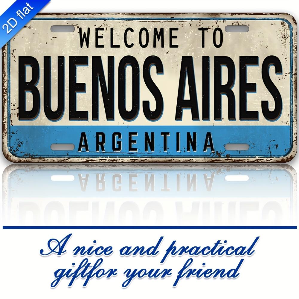 D Flat Vintage Buenos Aires Argentina License Plate Wall Art Aluminum Metal Sign Argentine License Plate Number for Home 30x30cm(11.8x11.8inch)