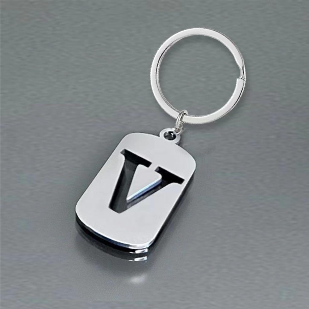 Stainless Steel 26 English Letters Keychain - Stylish Alphabet Pendant for Backpack or Car