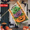 2D Flat, 2D Flat Welcome Smile Multi Colored Pumpkin Bat Halloween Garden Flag_2 (5)- Outdoor Garden Flag Double-sided Home Decoration Courtyard Decor