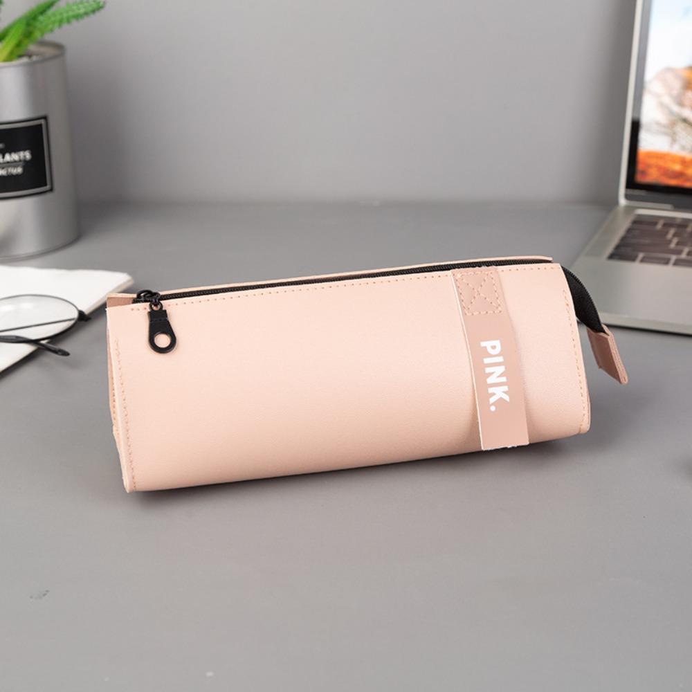 

Multi-function Stationery Storage Bag Leather Stationery Organizer Stylish Pencil Case Students Pink-1