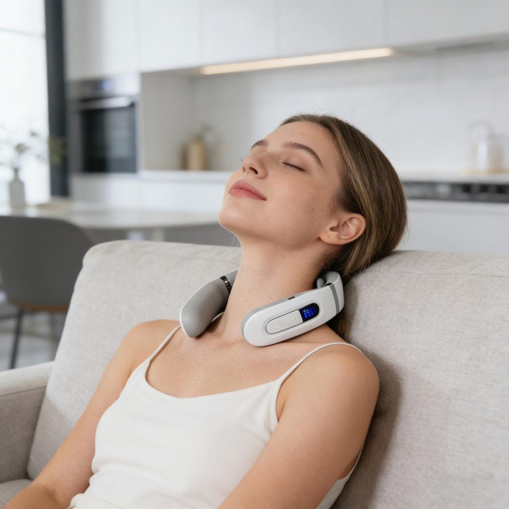 Neck Massage Device With Heating Function, Electric Neck Care Massager, Portable Neck Relaxation Tool For Home  & Gift Giving