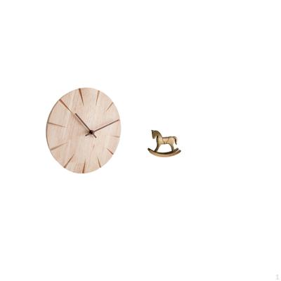 Wood Wall Clock Hanging Creative Design Gift Decorative Silent for Restaurant Office Rocking Horse