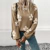 Women's Fashion Casual Flower Pattern Print Autumn Winter Long Sleeve O-Neck Sweaters