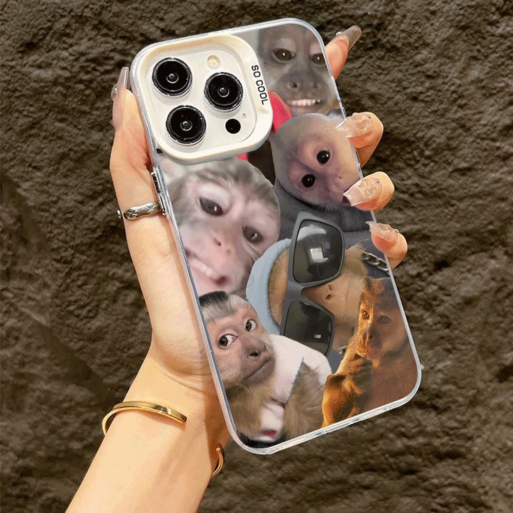 Funny Monkey Hard Phone Case For IPhone 14 15 11 12 13 16 Pro Max 7 8 14 15 Plus 12 13Mini X XS Shockproof Slim Trendy  Cover
