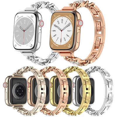 Stainless Steel Band for Apple Watch Series Ultra 8 7 SE 6 5 4 3 Diamond Metal Bracelet Strap for Iwatch 9 40 41mm 42 44 Mm 45mm