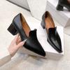 Fashion Spring New Single Shoe Women Fashion Pointy Mid-mouth Slip-on Anti-slip and Wear-resistant Temperament Square Heels