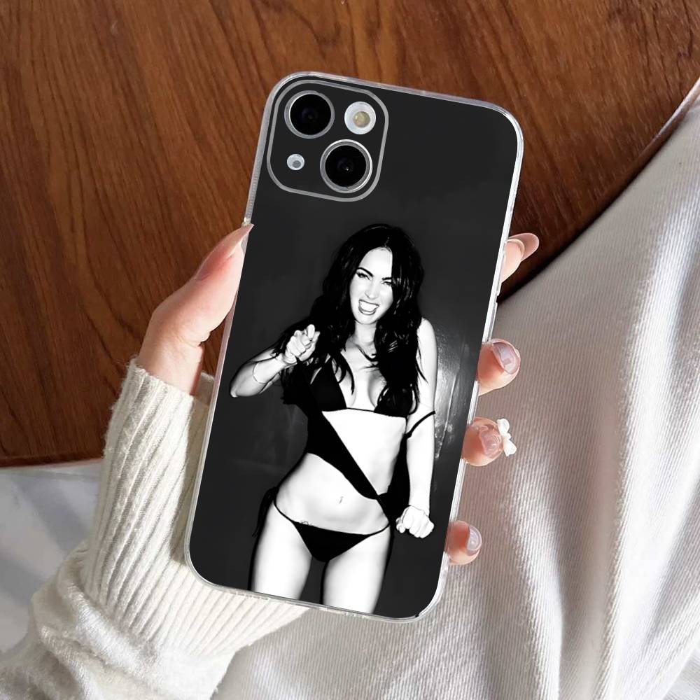 Schauspielerin M-Megan Fox Model Transparente Handyhülle Für IPhone 16 15 14 13 12 11 Pro Max Plus Weiche Hülle