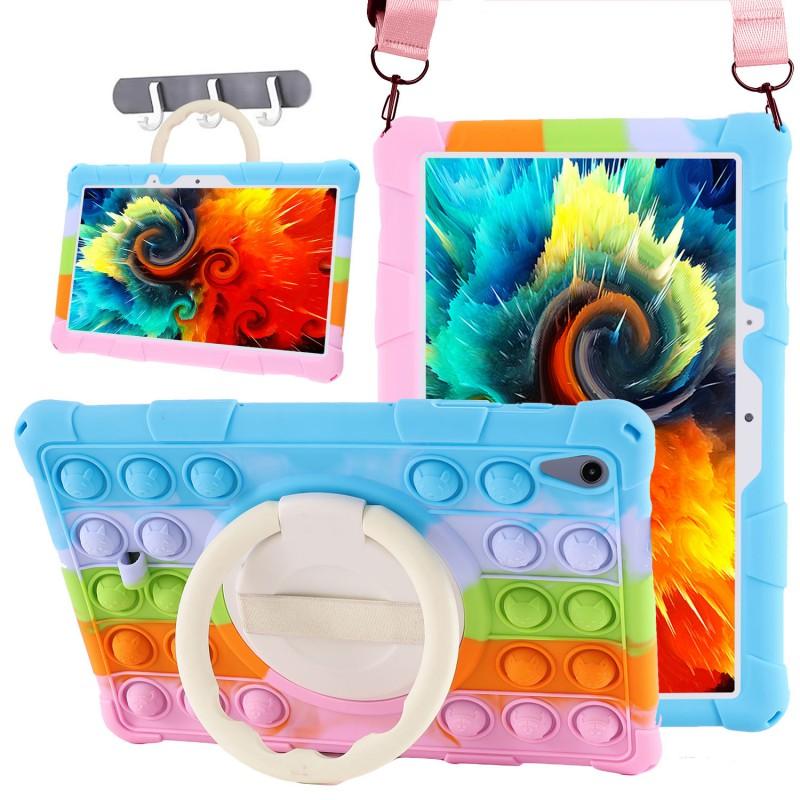 Silicone Protective Case With Rotating Handle Stand XiaoDu S12 Learning Tablet 10.1 Inch Cartoon Bubble Design