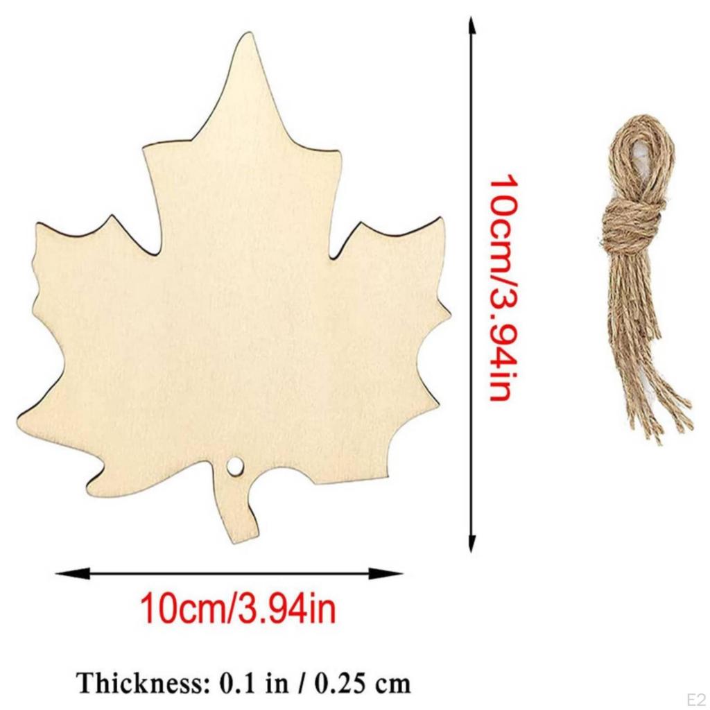 20 Pieces Maple Leaf Hanging Ornaments | Flat Cutout Profile, with Jute Rope,