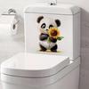 Cute Cartoon Panda Sunflower Toilet Wall Sticker Self-Adhesive Waterproof Removable Bathroom Home Decor Art