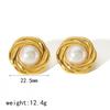 Nouveaux Produits Déclaration Pierre Naturelle Boucles d'Oreilles Œil de Tigre Imperméables Acier Inoxydable Plaqué Or Boucles d'Oreilles Clous Perle pour Femmes