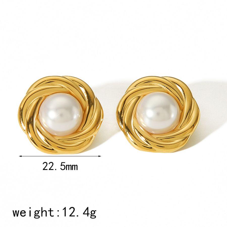 Nouveaux Produits Déclaration Pierre Naturelle Boucles d'Oreilles Œil de Tigre Imperméables Acier Inoxydable Plaqué Or Boucles d'Oreilles Clous Perle pour Femmes