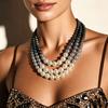 Vintage Imitation Pearl Choker Necklaces for Women Faux Round Pearl Layered Chunky Thick Clavicle Necklace Wedding Bride Jewelry Strands Necklace