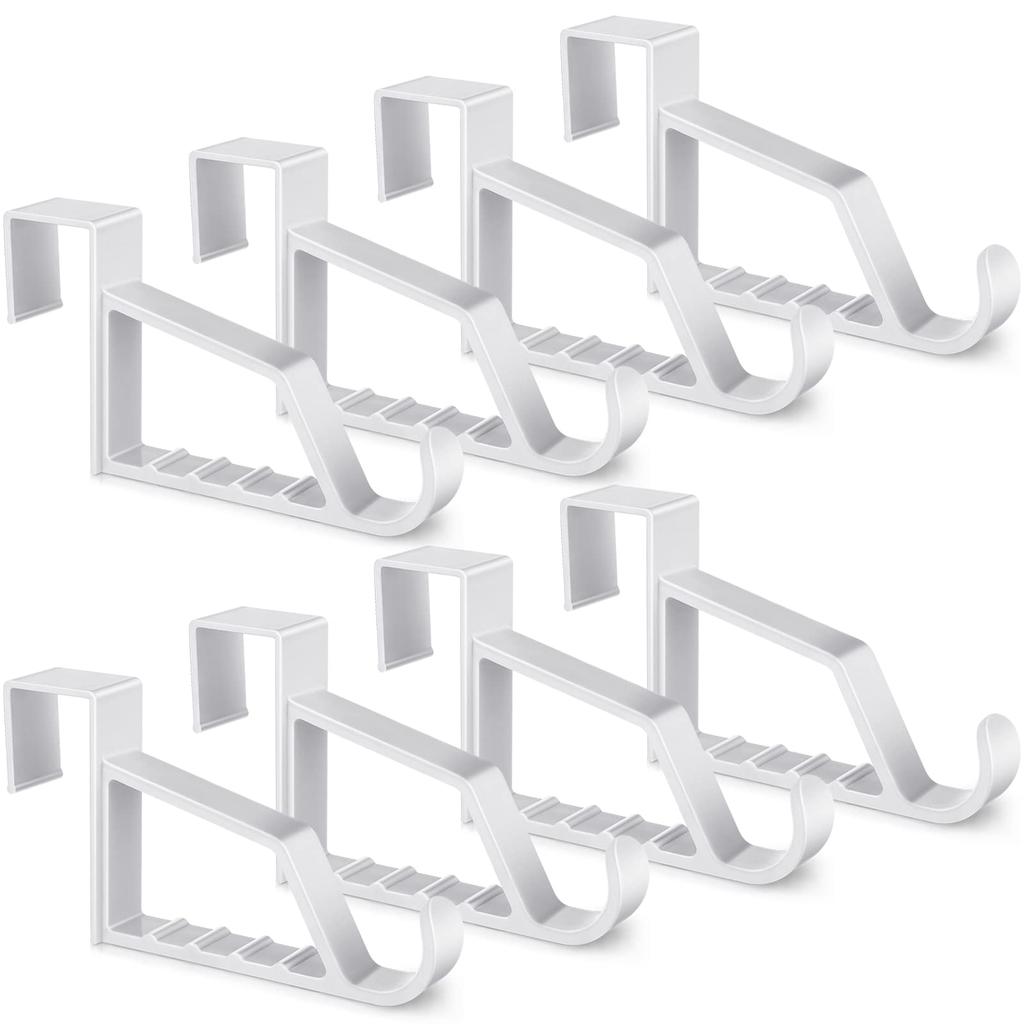 8 Pack Over The Door Hooks for Hangers - Extra Strong White Plastic Over Door Hook for Hanging Clothes, Towels Robes Hats Bag