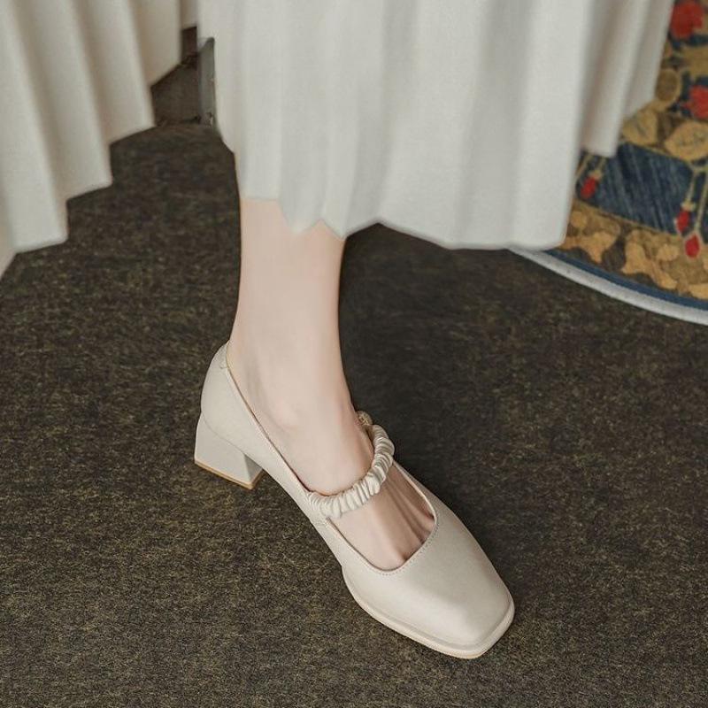 Single shoes women's versatile 2025 new summer French high school thick heel temperament Mary Jane women's shoes