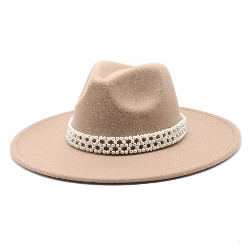 Hepburn Woolen Jazz Top Hat For Men And Women Casual 9.5Cm Big Edge Jazz Hat Felt Hat