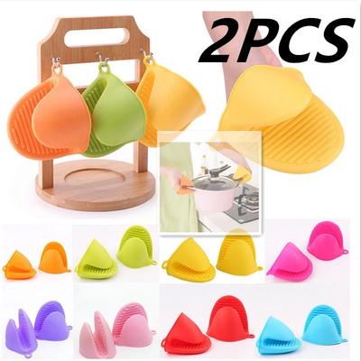 2pcs Kitchen Non-slip Insulation Glove Microwave Oven Pot Holder Oven Pinch Grip Silica Gel Insulatio