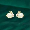 RSAMD 1PC/Pair Rabbit Necklace Bracelet Earring Ring Lucky Jade Rabbit Pendant Jeweljo-A2