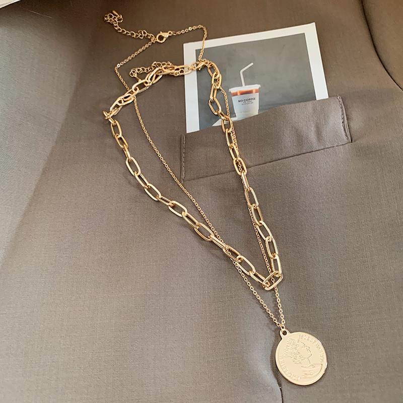 Multi Layer Choker Necklace Collar Statement Coin Pendant Necklace Women Jewelry