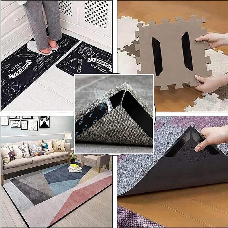 Carpet Non-slip Sticker Reusable Washable Anti Curling Carpet Patch Fixed Stickers Floor Rug Mat Tape Gripper Corner Mat