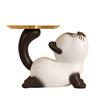 Multifunctional Resin Siamese Cats Statue Desktop Ornament for Key Storage Tray Decorative Display and Housewarming Gift