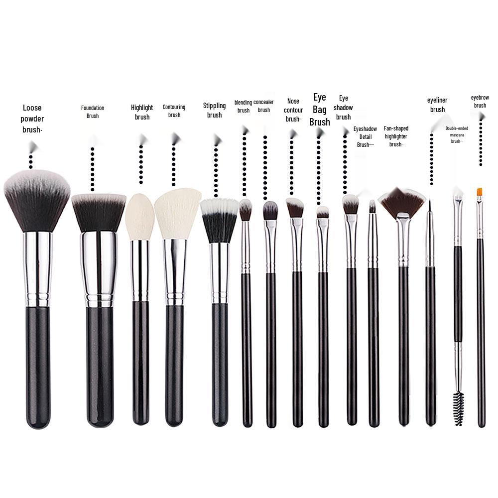 15-teiliges Make-up-Pinselset: Weiche Pinsel mit Puder- und Lidschattenpinseln für die Schönheit.