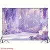 Magical Purple Floral Tapestry, Dreamy Garden with Hanging Wisteria, Butterflies and Soft Sparkles, Romantic Wall Art