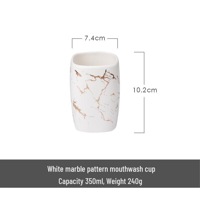 Gold Marble Ceramic Dispenser for Liquid Soap, Gel, or Shampoo