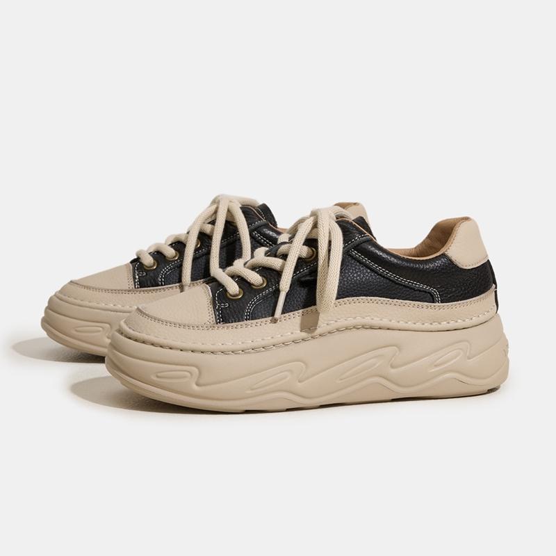 Fashion AIYUQI 2025 New Women's Sneakers Thick-soled Lace-Up Shoes Women Casual Shoes Large-Size Flat Skateboard Female Shoes