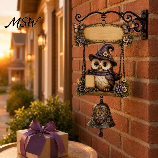 Cartello di Benvenuto Personalizzabile con Gnomo da Giardino e Campanella, Campanello da Porta Appeso per Esterno, Campanelle Eoliche con Numero Civico Uniche per Decorazioni di Patio, Casa, Portico, Cortile Campanella