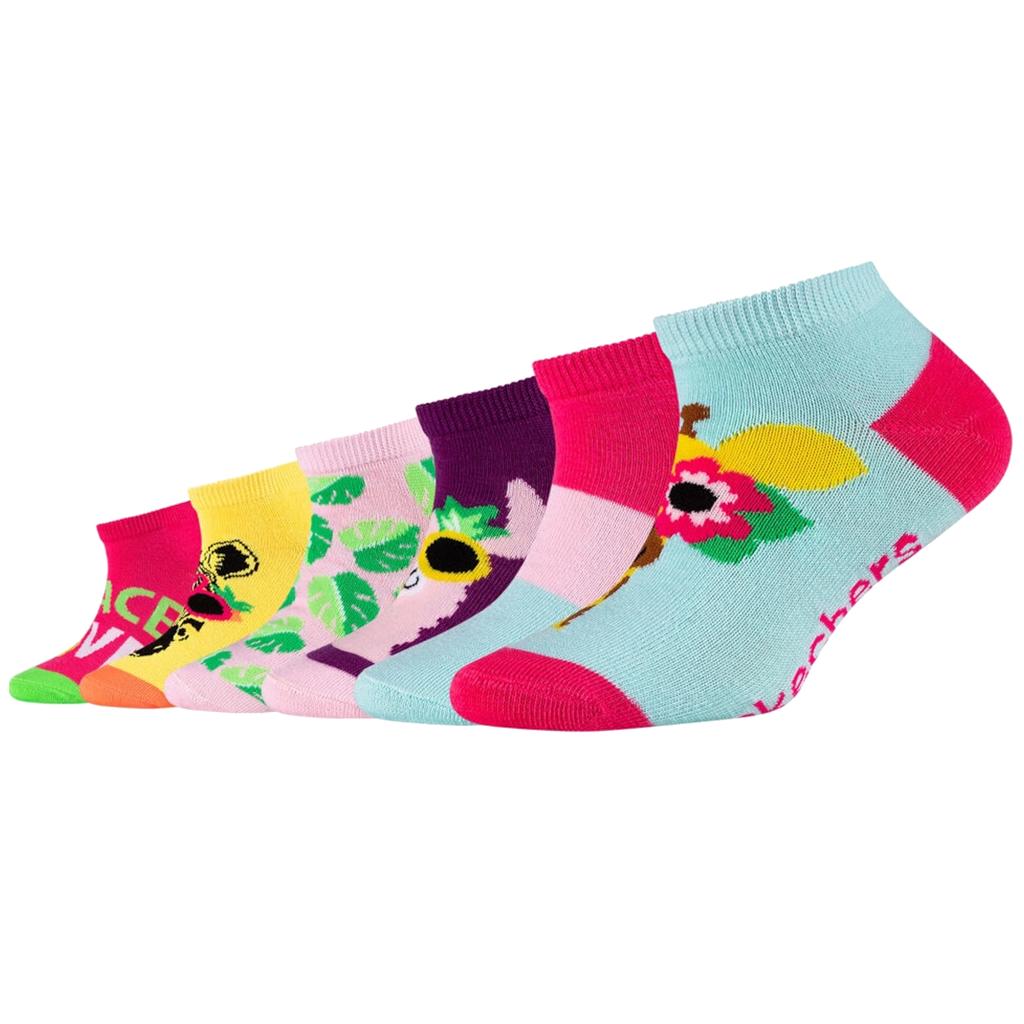 Skechers 6PPK Girls Casual Fancy Sneaker Socks, for Girl multicolour Socks