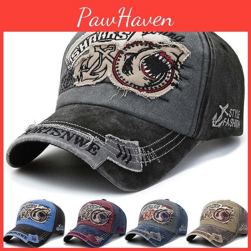 Baseball Shark Embroidery Cap Outdoors Casual Peaked Caps Sun Protection Gift
