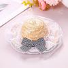 Cat Straw Hat Lace Ruffle Cute Bow Cat Sun Hat Elastic Strap Adjustable Retro Sun Hat for Cats Small Dogs Sun Protection Photo Prop