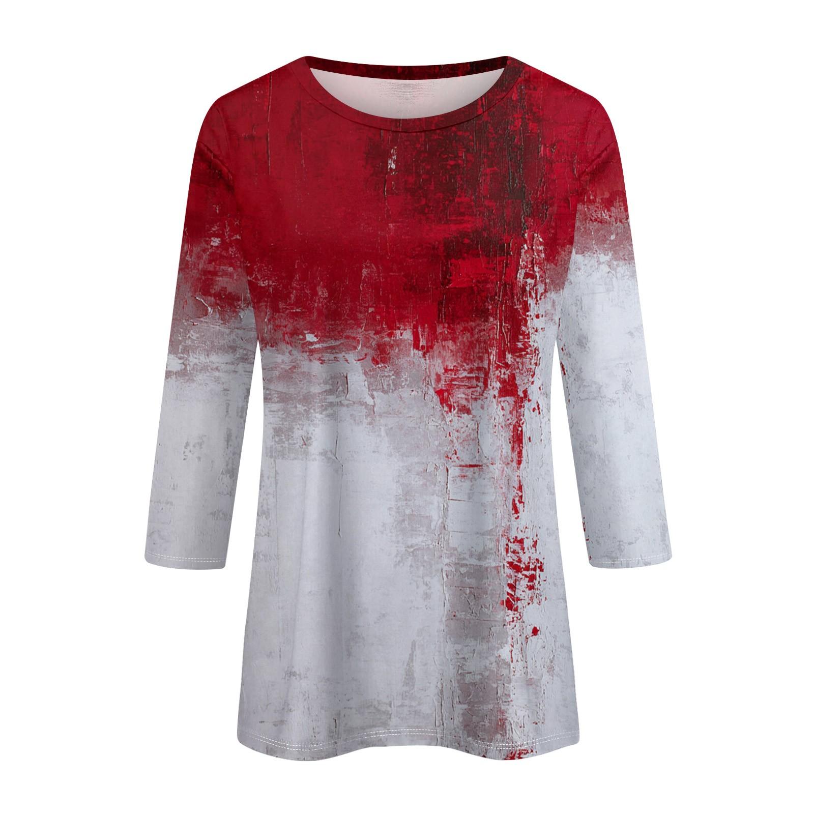 

Женские футболки с принтом на тему Хэллоуина, модные повседневные футболки с круглым вырезом и длинным рукавом, градиентный тай-дай, свободный топ для вечеринок и посиделок 5XL